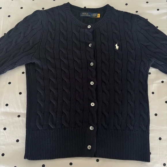 Polo Ralph Lauren Navy Cable Knit Women's Cardigan Sweater Size M - Picture 2 of 5